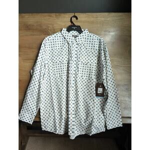 Ariat Shirt Mens XL Off White Printed Long Sleeve Warren Snap Button 10053916